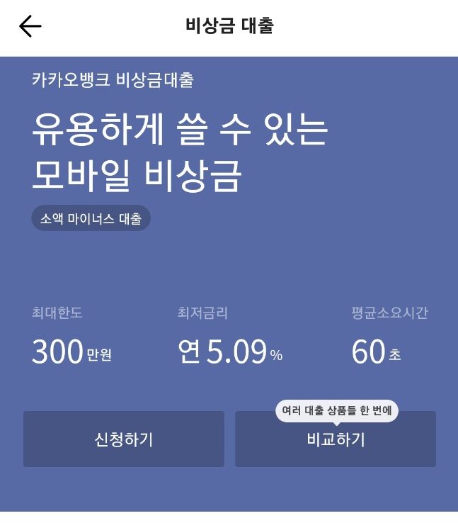 카카오뱅크 비상금대출